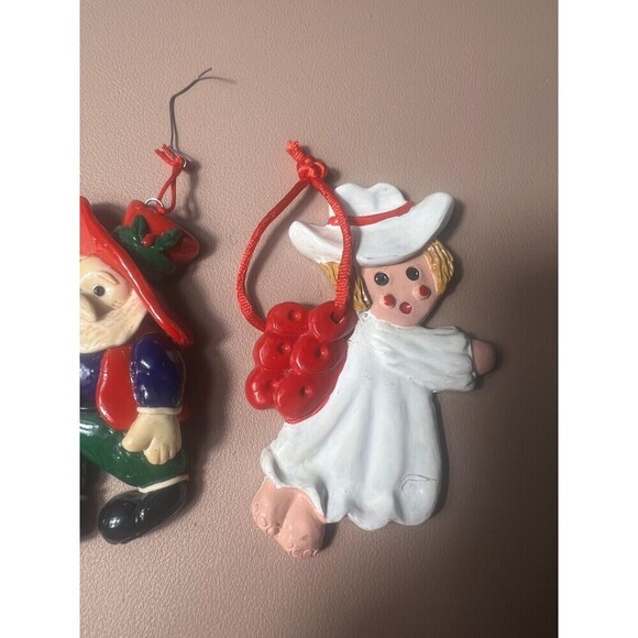 Lot Of 3 Christmas Expressions Ceramic Cowboy Hanging Ornaments Holiday - Picture 4 of 9